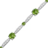 Thumbnail Image 2 of Peridot & White Lab-Created Sapphire Link Bracelet Sterling Silver 7.5"