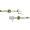 Thumbnail Image 3 of Peridot & White Lab-Created Sapphire Link Bracelet Sterling Silver 7.5"