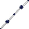 Thumbnail Image 2 of Blue & White Lab-Created Sapphire Link Bracelet Sterling Silver 7.5"