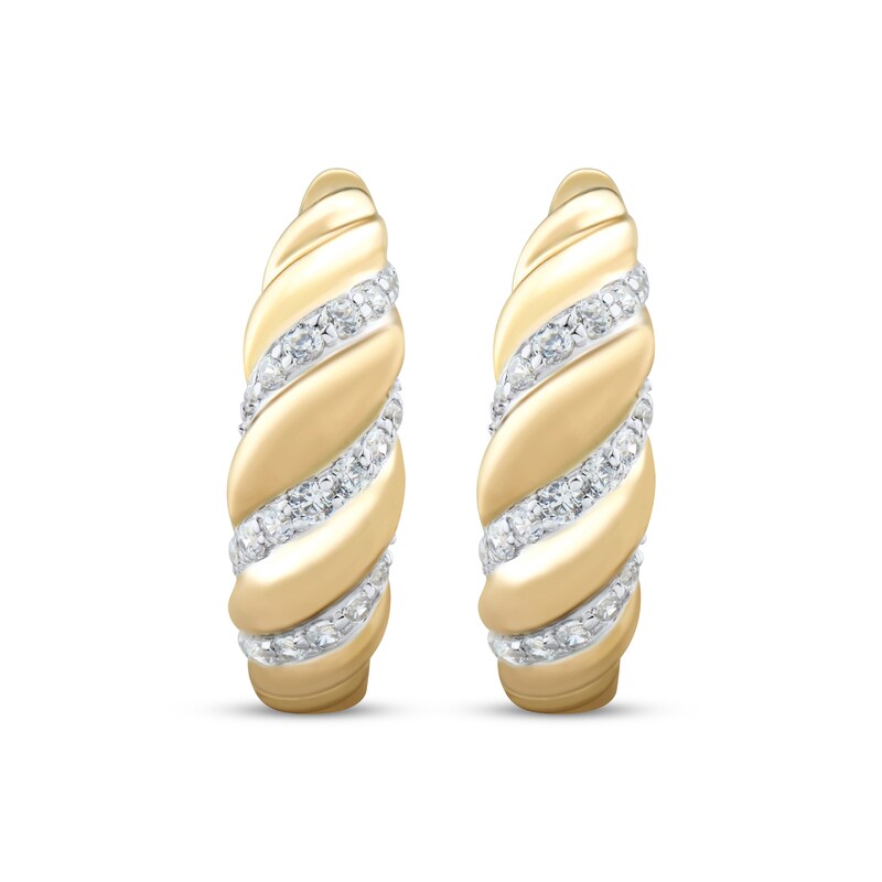 Main Image 2 of Diamond Twist Hoop Earrings 1/5 ct tw 10K Yellow Gold