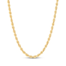 Silk Rope Chain Necklace 3.7mm Solid 14K Yellow Gold 22"