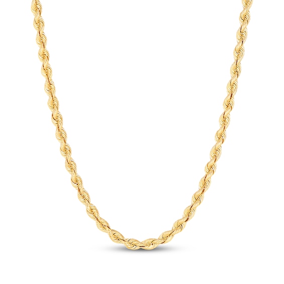 Silk Rope Chain Necklace 3.7mm Solid 14K Yellow Gold 22"