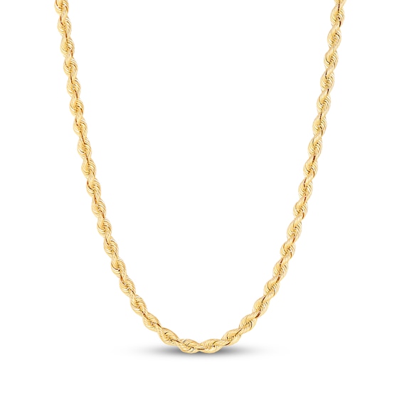 Silk Rope Chain Necklace 2.5mm Solid 14K Yellow Gold 18"
