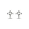 Thumbnail Image 2 of Children's Cubic Zirconia Cross Heart Stud Earrings Sterling Silver