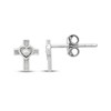 Thumbnail Image 3 of Children's Cubic Zirconia Cross Heart Stud Earrings Sterling Silver
