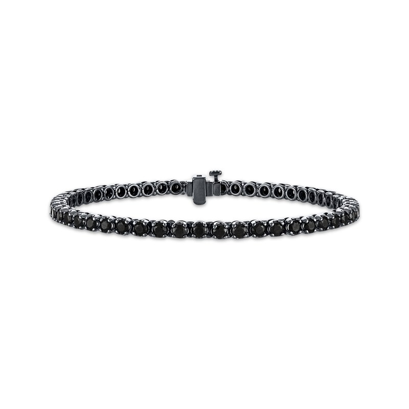 Main Image 1 of Men's Black Diamond Tennis Bracelet 7 ct tw Black Rhodium-Plated Sterling Silver 8.5"