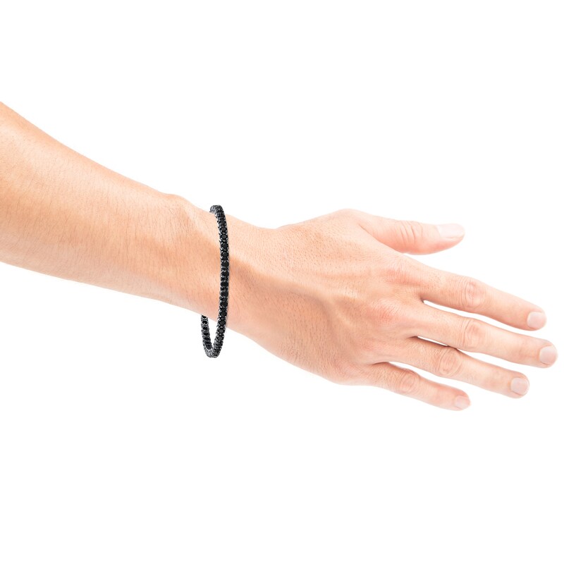 Main Image 4 of Men's Black Diamond Tennis Bracelet 7 ct tw Black Rhodium-Plated Sterling Silver 8.5"