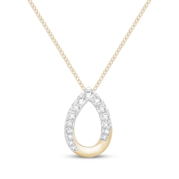 Diamond Open Teardrop Necklace 1/4 ct tw 10K Yellow Gold 19"
