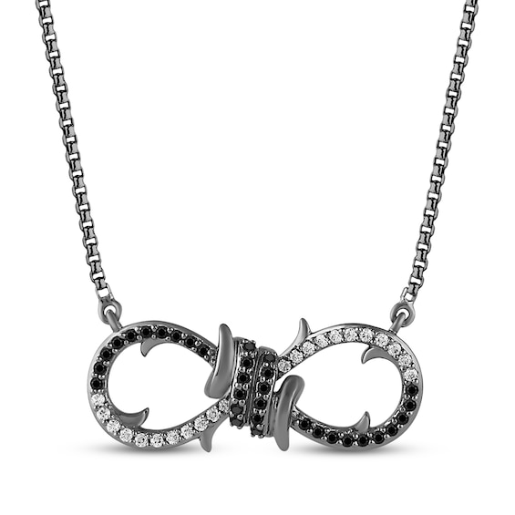 Ink & Ice Black & White Diamond Barbed Wire Infinity Symbol Necklace 1/5 ct tw Black Rhodium-Plated Sterling Silver 18"