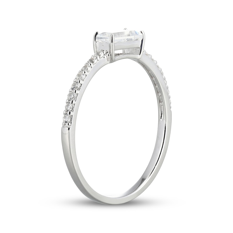 Main Image 2 of Baguette-Cut White Lab-Created Sapphire Ring Sterling Silver