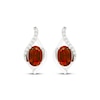 Thumbnail Image 2 of Oval-Cut Garnet & White Lab-Created Sapphire Drop Earrings Sterling Silver