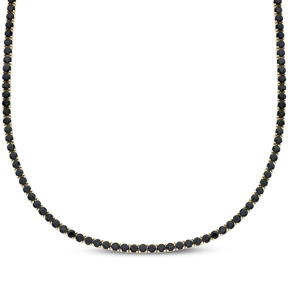 Men's Black Diamond Tennis Necklace 8 ct tw 10K Yellow Gold 20"