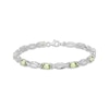 Thumbnail Image 1 of Oval-Cut Peridot & White Lab-Created Sapphire Link Bracelet Sterling Silver 7.25"