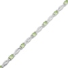 Thumbnail Image 2 of Oval-Cut Peridot & White Lab-Created Sapphire Link Bracelet Sterling Silver 7.25"