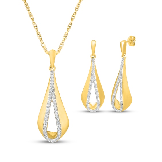 Diamond Teardrop Gift Set 1/2 ct tw 10K Yellow Gold