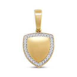Men's Diamond Shield Charm 1/6 ct tw 10K Yellow Gold