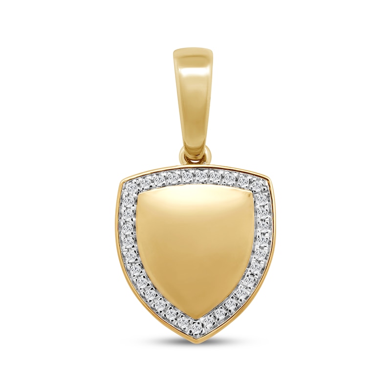 Main Image 1 of Men's Diamond Shield Charm 1/6 ct tw 10K Yellow Gold
