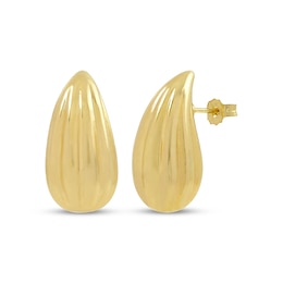 Textured Teardrop Earrings Hollow 14K Yellow Gold