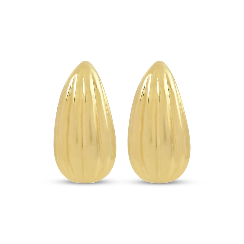 Main Image 2 of Textured Teardrop Earrings Hollow 14K Yellow Gold