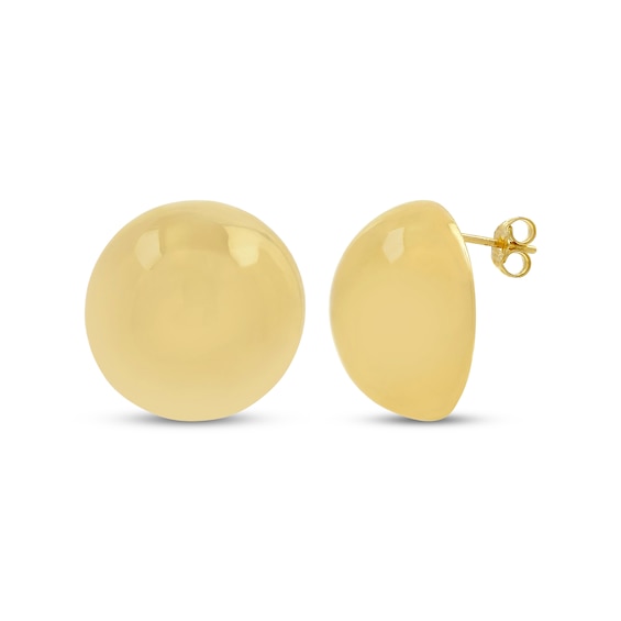 Half-Ball Stud Earrings Hollow 14K Yellow Gold