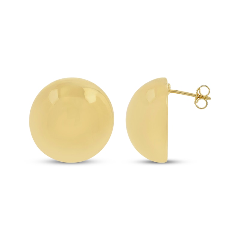 Main Image 3 of Half-Ball Stud Earrings Hollow 14K Yellow Gold