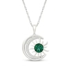 Thumbnail Image 1 of Lab-Created Emerald & White Lab-Created Sapphire Crescent Moon & Sun Necklace Sterling Silver 18"