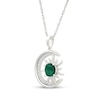 Thumbnail Image 2 of Lab-Created Emerald & White Lab-Created Sapphire Crescent Moon & Sun Necklace Sterling Silver 18"