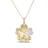 Thumbnail Image 1 of Diamond Pavé Flower Heart Necklace 1/6 ct tw 10K Yellow Gold 18"