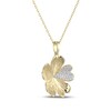 Thumbnail Image 2 of Diamond Pavé Flower Heart Necklace 1/6 ct tw 10K Yellow Gold 18"