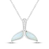 Thumbnail Image 1 of Lab-Created Opal & White Lab-Created Sapphire Whale Tail Necklace Sterling Silver 18"