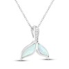 Thumbnail Image 2 of Lab-Created Opal & White Lab-Created Sapphire Whale Tail Necklace Sterling Silver 18"