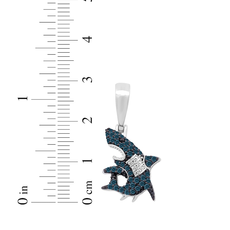Main Image 3 of Men's Blue Diamond Shark Charm 3/8 ct tw Sterling Silver