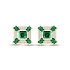 Thumbnail Image 2 of Men's Square-Cut Lab-Created Emerald & White Lab-Created Sapphire Stud Earrings 10K Yellow Gold
