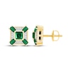 Thumbnail Image 3 of Men's Square-Cut Lab-Created Emerald & White Lab-Created Sapphire Stud Earrings 10K Yellow Gold