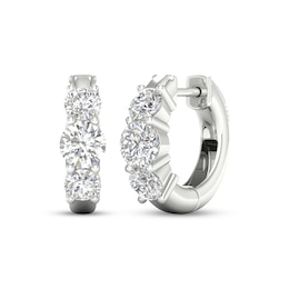 KAY Lab-Grown Diamonds Three-Stone Huggie Hoop Earrings 2 ct tw 10K White Gold