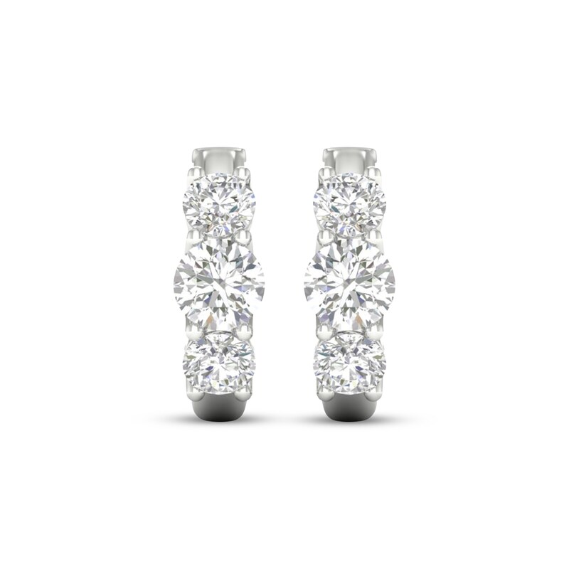 Main Image 2 of KAY Lab-Grown Diamonds Three-Stone Huggie Hoop Earrings 2 ct tw 10K White Gold