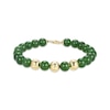 Thumbnail Image 1 of Men's Jade Bead Strand Bracelet 14K Yellow Gold 8.25"