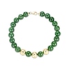 Thumbnail Image 2 of Men's Jade Bead Strand Bracelet 14K Yellow Gold 8.25"