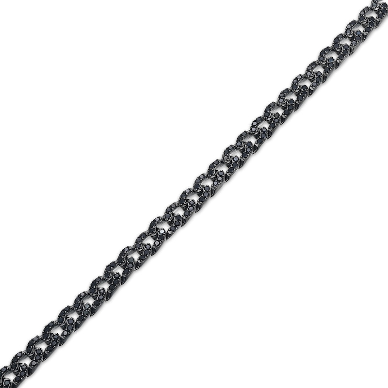 Main Image 2 of Men's Black Sapphire Curb Chain Necklace Matte Gunmetal-Plated Sterling Silver 22"