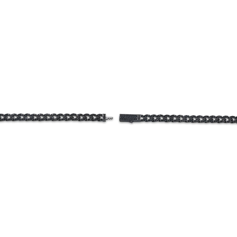 Main Image 3 of Men's Black Sapphire Curb Chain Necklace Matte Gunmetal-Plated Sterling Silver 22"