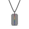 Thumbnail Image 1 of Men's Multicolor Lab-Created Gemstone Dog Tag Necklace Matte Gunmetal-Plated Sterling Silver 22"