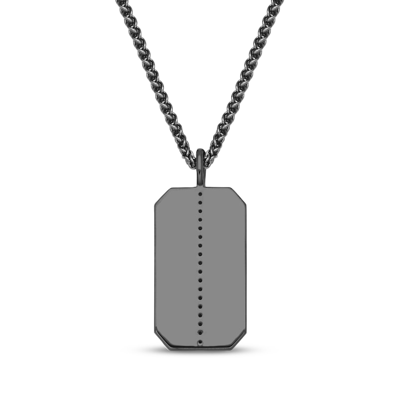 Main Image 3 of Men's Multicolor Lab-Created Gemstone Dog Tag Necklace Matte Gunmetal-Plated Sterling Silver 22"