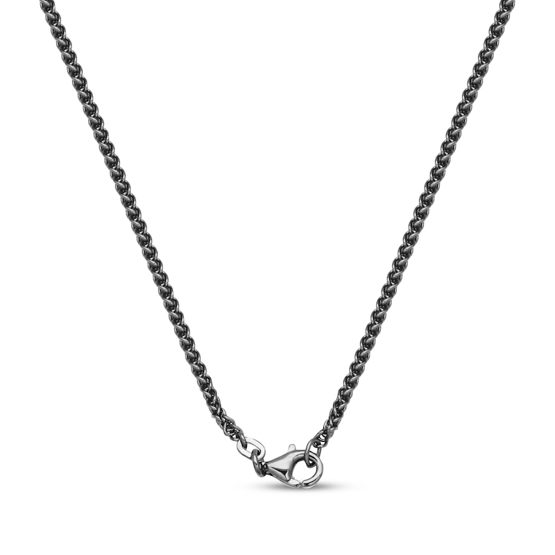 Main Image 4 of Men's Multicolor Lab-Created Gemstone Dog Tag Necklace Matte Gunmetal-Plated Sterling Silver 22"