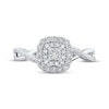 Thumbnail Image 3 of Adore Round-Cut Diamond Cushion Double Halo Engagement Ring 1/4 ct tw 10K White Gold
