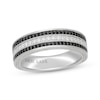 Thumbnail Image 1 of Neil Lane Men's Black & White Diamond Three-Row Wedding Band 1/2 ct tw 14K White Gold