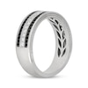 Thumbnail Image 2 of Neil Lane Men's Black & White Diamond Three-Row Wedding Band 1/2 ct tw 14K White Gold