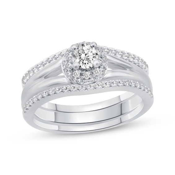 Adore Round-Cut Diamond Halo Engagement Ring 1/2 ct tw 10K White Gold