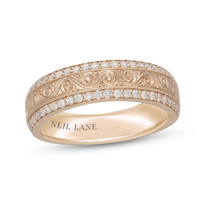Main Image 1 of Neil Lane Men's Diamond Scrollwork Wedding Band 1/2 ct tw 14K Yellow Gold