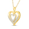 Thumbnail Image 2 of Diamond Double Heart Pendant Necklace 1/5 ct tw 10K Yellow Gold 18"