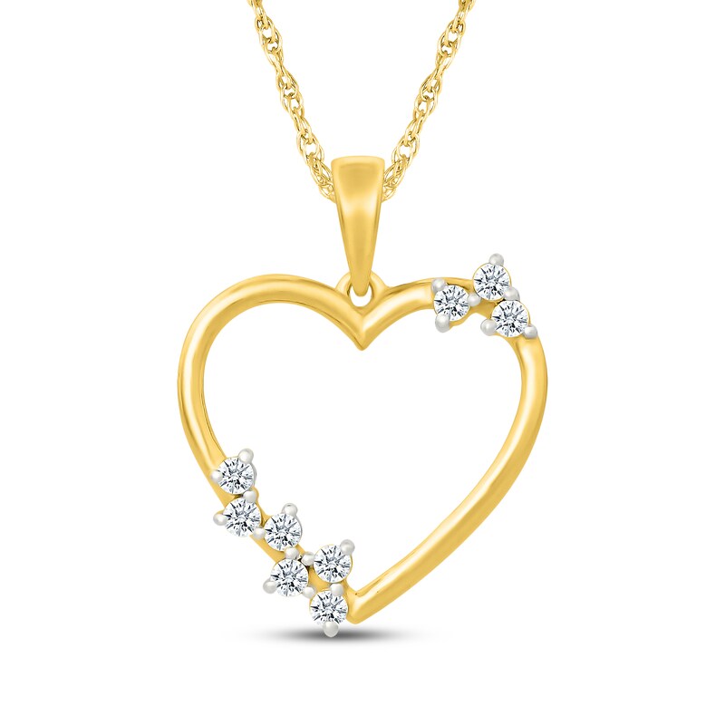 Main Image 1 of Diamond Scatter Heart Necklace 1/5 ct tw 10K Yellow Gold 18"